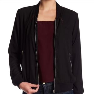 Women's Walter Baker New York Sheer Black Bomber Jacket Mesh Inserts Size Small